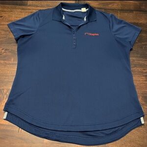 Staples Navy Blue Short Sleeve Polo Shirt Women’s Size XL